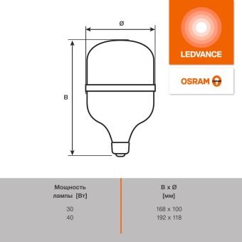 Лампа светодиодная LED G4 Value LVHW400 40W/865 CRI95 40Вт 6500К 4600лм цилиндрическая матов. E27 140-265В OSRAM 4099854121371