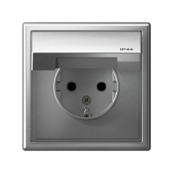 Розетка ArtGallery 16А IP44 с заземл. защ. шторки с крышкой механизм алюм. SE GAL440346