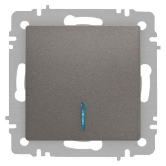 Выключатель 1-кл. СП Accent 6-102-09 10А IP20 250В с подсветкой AL/CU титан Intro Б0063460