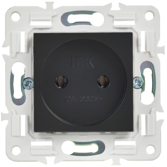 Розетка SKANDY 10А без заземл. без защ. шторок SK-R02Bl черн. IEK SK-R10-10-K02