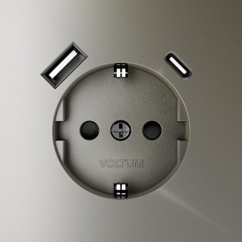 Розетка 1-м СП S70 16А с USB A+С с заземл. защ. шторки механизм шелк Voltum VLS040504