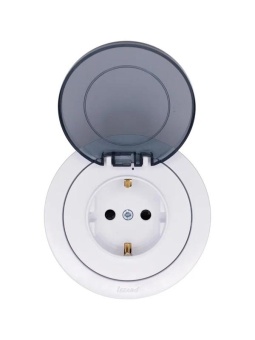 Розетка 1-м СП OSEN с заземл. с крышкой ПБТ бел. LEZARD 743-0288-123B