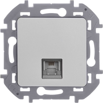 Розетка телефонная Inspiria RJ11 механизм алюм. IEK 673822