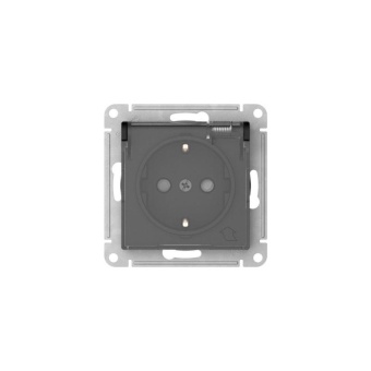 Розетка AtlasDesign Aqua 16А IP44 с заземл. защ. шторки с прозр. крышкой быстрозажим. клем. механизм карбон SE ATN441046S