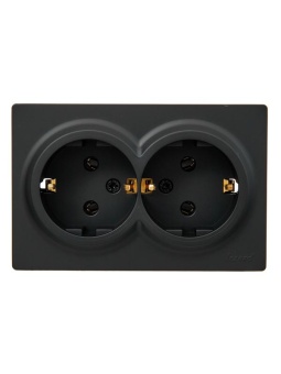 Розетка 2-м ОП LETO с заземл. закрытый корпус ПБТ черн. бархат LEZARD 752-4200-127B