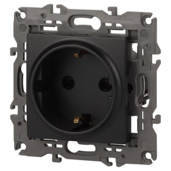 Розетка 1-м СП Эра Elegance 14-2101-05 16А IP20 16AX 250В 2P+E Schuko антрацит Эра Б0034269