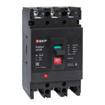 Выключатель автоматический 3п 16А 18кА LS125 ProPact EKF mccb-125-18-3-16-ls