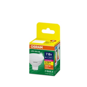 Лампа светодиодная LED G4 Value LVMR1675 7W/927 CRI95 7Вт 2700К 700лм рефлектор матов. GU5.3 12-12В OSRAM 4610590510115