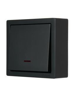 Выключатель 1-кл. ОП LETO с индикацией черн. бархат LEZARD 752-4200-111