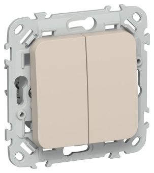 Выключатель 2-кл. СП FLITE ВС12-1-0-ФлЛ 10А механизм льняной IEK FI-V20-0-10-1-K88