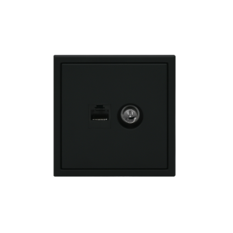 Розетка компьютерная + телевизионная 2-м СП ArtGallery RJ45 кат.5E + TV механизм карбон SE GAL001089