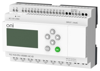 Модуль ЦПУ ПЛК 410 14 DI 8 RO 220В AC с Ethernet портом с экраном ONI PLC-410-CPU-14D08R-1AC-00