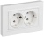 Розетка 2-м СП BRITE РСПл12-3-БрАБ 16А в сборе с заземл. без защ. шторок плоская арктич. бел. IEK BR-R27-16-K91-F