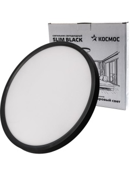 Светильник светодиодный SLIM BLACK 38Вт 4500К IP40 2650лм 230В 400х25мм КОСМОС KSlim38w_B4500K