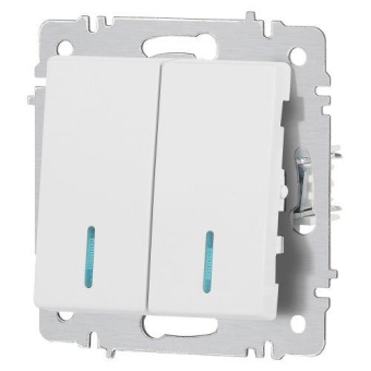 Выключатель 2-кл. СП Accent 6-105-01М 10А IP20 250В с подсветкой AL/CU бел. матов. Intro Б0063507