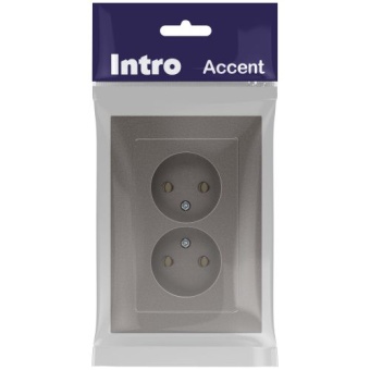 Розетка 2-м СП Accent 6-204-09 16А IP20 250В 2P AL/CU титан Intro Б0063433