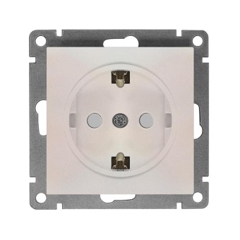 Розетка 1-м СП Афина 16А IP20 с заземл. защ. шторки механизм жемчуж. Universal A0049-OBr