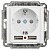 Розетка 1-м СП Accent 6-410-01 16А IP20 250В P+E Schuko защ. шторки + 2хUSB бел. Intro Б0063689