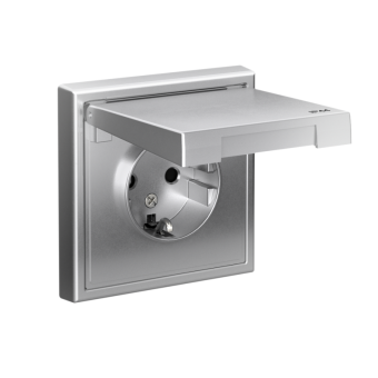 Розетка ArtGallery 16А IP44 с заземл. защ. шторки с крышкой механизм алюм. SE GAL440346