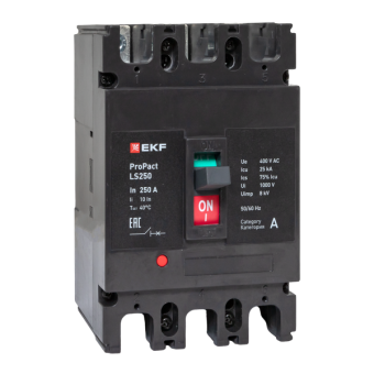 Выключатель автоматический LS250 25кА 3P 250А ProPact EKF mccb-250-25-3-250-ls