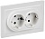Розетка 2-м СП BRITE РСш12-3-БрАБ 16А в сборе с заземл. защ. шторки арктич. бел. IEK BR-R24-16-K91-F