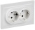 Розетка 2-м СП BRITE РСш12-3-БрАБ 16А в сборе с заземл. защ. шторки арктич. бел. IEK BR-R24-16-K91-F