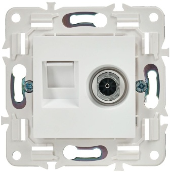 Розетка двойная TV+RJ45 кат.5E SKANDY SK-A14W арктич. бел. IEK SK-AK20-1-K01