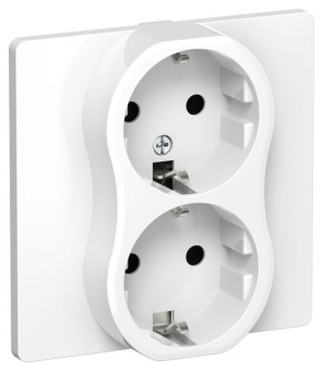 Розетка 2-м СП FLITE РС12-0-К-ФлБ 16А с заземл. без защ. шторок в сборе механизм бел. IEK FI-R21C-16-K01