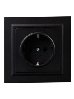 Розетка СП BRITE РСР14-1-0-БрЧ 16А в сборе с заземл. защ. шторки черн. IEK BR-R14-16-K02-F