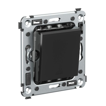 Переключатель 1-кл. 2мод. СП Avanti "Черный квадрат" 16А IP20 черн. DKC 4402113