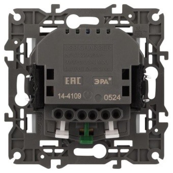 Розетка 16А 250В 2P+E с 2хUSB 5В-3А защ. шторки Elegance бел. 14-4109-01 ЭРА Б0047867