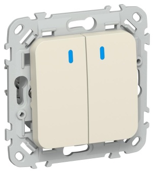 Выключатель 2-кл. СП FLITE ВС12-1-1-ФлСл 10А с индикацией механизм сливочный IEK FI-V20-1-10-1-K86