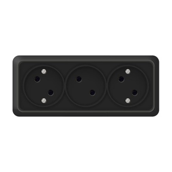 Розетка 3-м ОП Олимп 16А IP20 без заземл. черн. Universal 2217