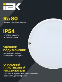 Светильник светодиодный ДПО 2002 12Вт 4000К IP54 круг бел. IEK LDPO0-2002-12-4000-K01