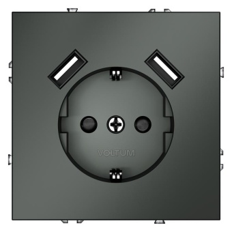 Розетка 1-м СП S70 16А с USB A+A с заземл. защ. шторки механизм титан Voltum VLS040406