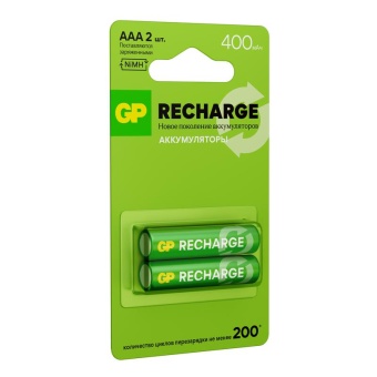 Аккумулятор AAA/HR03 RECHARGE 1.2В 400мА.ч 40AAAHCV-2CRSBC2 16/96 (блист.2шт) GP 20250