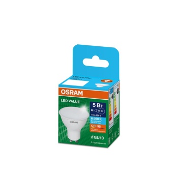 Лампа светодиодная LED G4 Value LVPAR1650 5W/965 CRI95 5Вт 6500К 500лм рефлектор матов. GU10 170-250В OSRAM 4058075581395