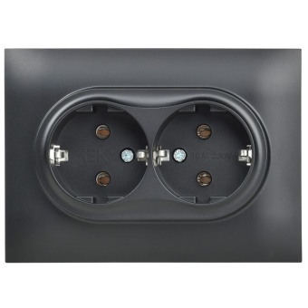 Розетка 2-м SKANDY 16А с заземл. без защ. шторок в сборе SK-R08Bl черн. IEK SK-R21-16-K02-F