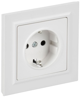 Розетка BRITE РСР14-1-0-БрАБ 16А в сборе с заземл. защ. шторки арктич. бел. IEK BR-R14-16-K91-F
