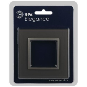 Рамка 1-м Elegance 14-5101-16 для розеток и выключателей стекло титан Эра Б0065833