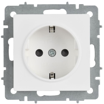 Розетка BRITE РС14-1-0-БрАБ 16А с заземл. защ. шторки механизм арктич. бел. IEK BR-R14-16-K91