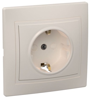 Розетка 1-м СП Кварта РСш10-3-Км 16А IP20 с заземл. защ. шторки керамика крем. GENERICA ERK14-K33-16-K