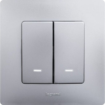 Выключатель 2-кл. СП Etika 10А IP20 250В 10AX с подсветкой/индикацией авт. зажимы механизм алюм. IEK 672404