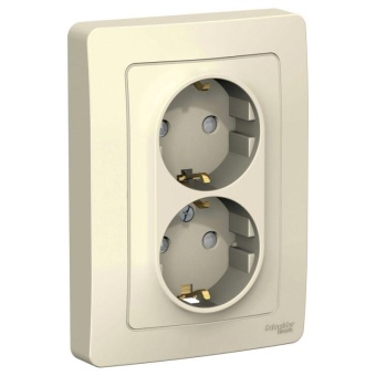 Розетка 2-м СП Blanca 16А IP20 250В с заземл. защ. шторки молоч. SE BLNRS001122