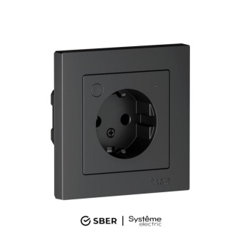 Розетка AtlasDesign Smart 16А L+N с заземл. защ. шторки Zigbee механизм карбон SE ATN001045Z