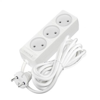 Удлинитель 3х3м без заземл. 10А IP20 2.2кВт ПВС 2х1 бел. DOMTOK 2351