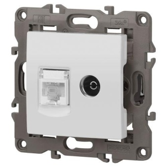 Розетка компьютерная + телевизионная 2-м Elegance 14-3110-01 RJ45 + TV IP20 механизм бел. Эра Б0034314