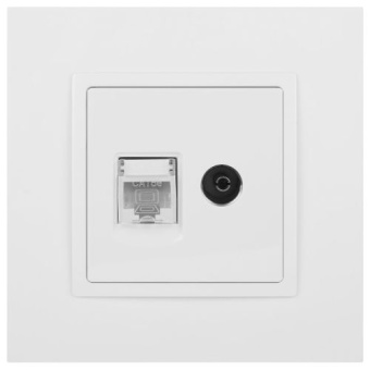Розетка компьютерная + телевизионная Elegance 14-3110-01М RJ45+TV матов. бел. Эра Б0065767