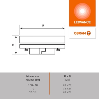 Лампа светодиодная LED G4 Value LVGX53100 10W/965 CRI95 10Вт 6500К 1000лм таблетка прозр. GX53 170-250В OSRAM 4610590510252