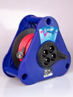 Удлинитель на треугольной катушке 4х30м без заземл. 16А IP44 3.5кВт ПВС 2х2.5 УКП КОСМОС YKTKsm30m-4g(2.5)